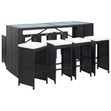 Vidaxl 9 Piece Patio Bar Set Poly Rattan Black