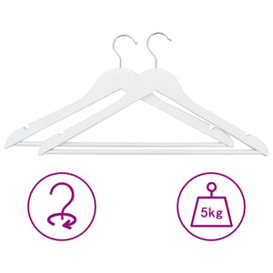 'Vidaxl 20-Piece Hardwood Clothes Hanger Set - Non-Slip White Closet Organizers With 360-Degree Rotating Hook And Additional Trouser Bar