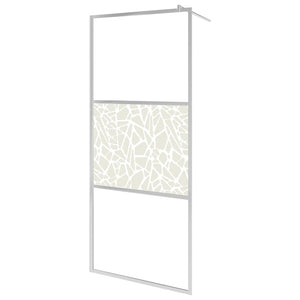 'Vidaxl Walk-In Shower Wall - Elegant Modern Design With Stone Embellishment, Adjustable Size To Fit Any Bathroom Layout, Easy To Clean Esg Glass, With Heavy-Duty Aluminum Frame