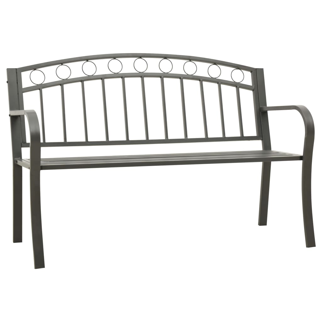 Vidaxl Patio Bench 49.2' - Industrial Gray Powder-Coated Steel - Comfortable And Durable Outdoor Furniture With Weather Resistance And Armrests