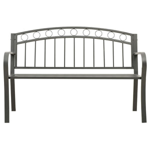 Vidaxl Patio Bench 49.2' - Industrial Gray Powder-Coated Steel - Comfortable And Durable Outdoor Furniture With Weather Resistance And Armrests
