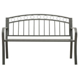 Vidaxl Patio Bench 49.2' - Industrial Gray Powder-Coated Steel - Comfortable And Durable Outdoor Furniture With Weather Resistance And Armrests