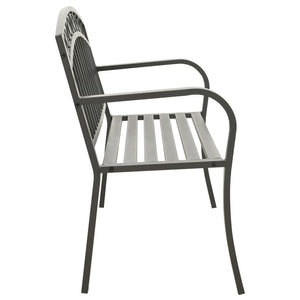 Vidaxl Patio Bench 49.2' - Industrial Gray Powder-Coated Steel - Comfortable And Durable Outdoor Furniture With Weather Resistance And Armrests