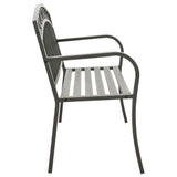 Vidaxl Patio Bench 49.2' - Industrial Gray Powder-Coated Steel - Comfortable And Durable Outdoor Furniture With Weather Resistance And Armrests