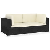 Vidaxl 2 Piece Patio Sofa Set - Comfortable And Weather Resistant Outdoor Furniture With Cushions - Black Poly Rattan Material