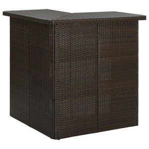 Vidaxl Corner Bar Table Brown 39.4''X19.7''X41.3'' Poly Rattan