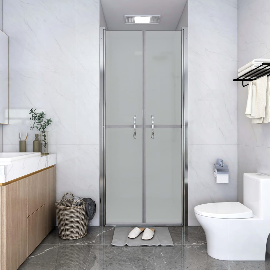 'Vidaxl Modern Walk-In Shower Door Esg Frosted Safety Glass With Adjustable Width And Modern Handles – Silver Aluminum Frame.