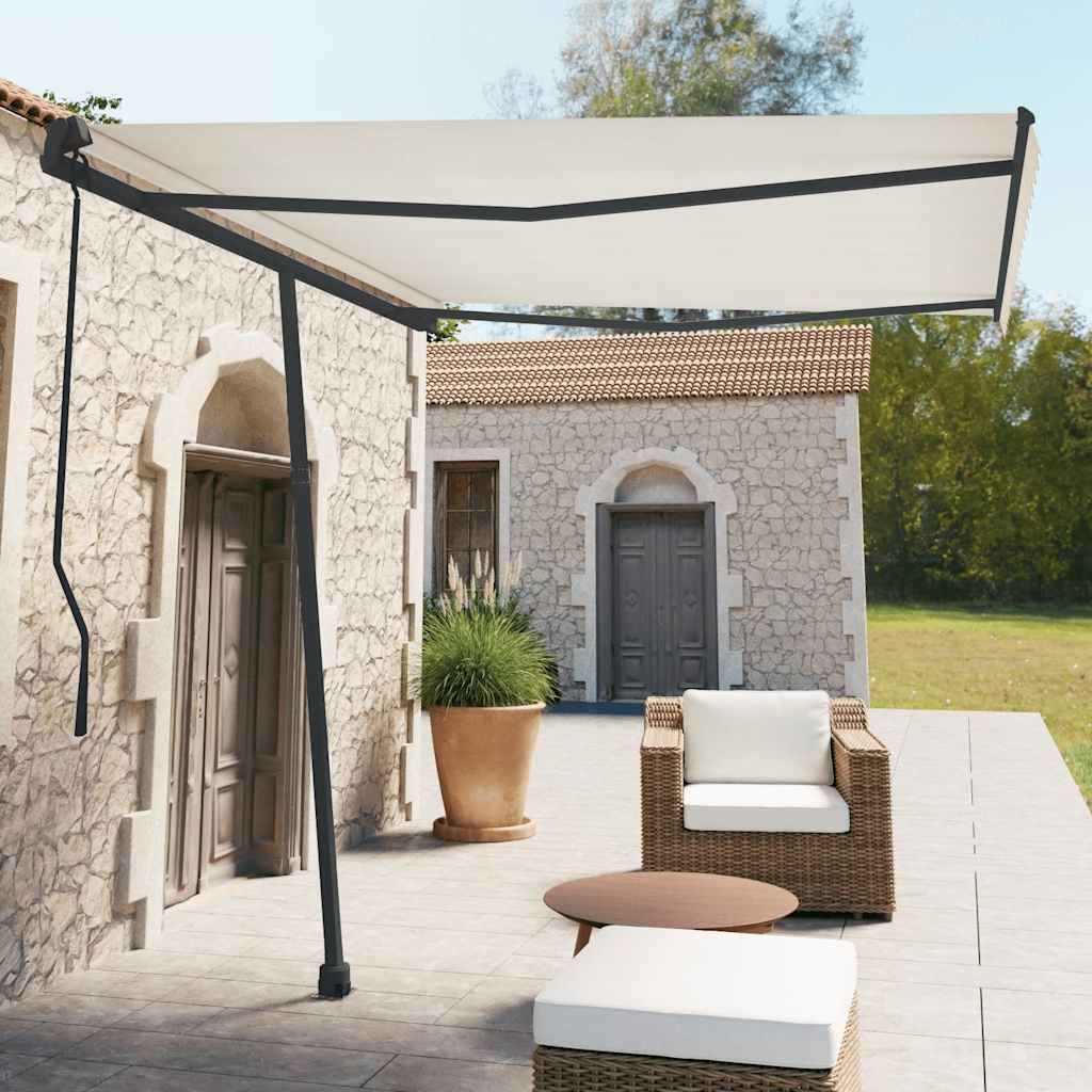 'Vidaxl Awning Post Set In Anthracite - Durable Iron Construction With Rotary Base For Terrace, Balcony, Garden Shade Creation