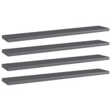 vidaXL Bookshelf Boards 4 pcs High Gloss Gray 23.6x3.9x0.6 Engineered Wood