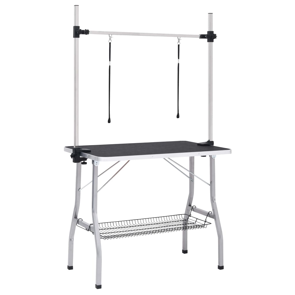 Vidaxl Adjustable Dog Grooming Table With 2 Loops And Basket