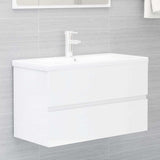 vidaXL Sink Cabinet with Builtin Basin High Gloss White Engineered Wood