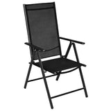 Vidaxl Black Bistro Set - 3 Piece Outdoor Furniture Set With Reclining Chairs, Aluminium, Textilene And Glass, Ideal For Patio, Garden, And Deck
