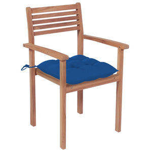 Vidaxl 8X Solid Teak Wood Stackable Patio Chairs With Cushions Garden Terrance Balcony Outdoor Furniture Wooden Dinner Dining Seating Chairs