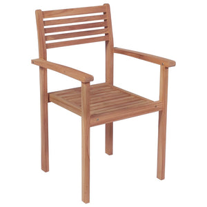 Vidaxl 8X Solid Teak Wood Stackable Patio Chairs With Cushions Garden Terrance Balcony Outdoor Furniture Wooden Dinner Dining Seating Chairs
