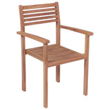 Vidaxl 8X Solid Teak Wood Stackable Patio Chairs With Cushions Garden Terrance Balcony Outdoor Furniture Wooden Dinner Dining Seating Chairs