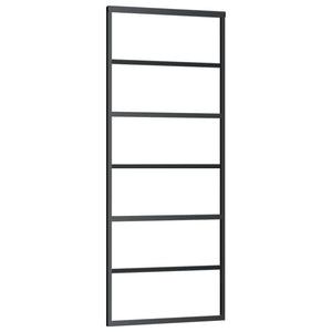 Vidaxl Sliding Door With Aluminum Frame And Esg Glass - Transparent With Black Printing - Quiet Operation - Includes Mounting Accessories - Dimension 29.9'X80.7'