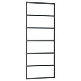Vidaxl Sliding Door With Aluminum Frame And Esg Glass - Transparent With Black Printing - Quiet Operation - Includes Mounting Accessories - Dimension 29.9'X80.7'