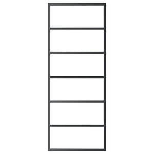 Vidaxl Sliding Door With Aluminum Frame And Esg Glass - Transparent With Black Printing - Quiet Operation - Includes Mounting Accessories - Dimension 29.9'X80.7'