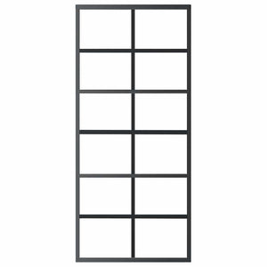 Vidaxl Sliding Door- Esg Glass And Aluminum- Black, 35.4'X80.7' Size, Modern Translucent Design, Silent Soft Stop Mechanism, Easy Assembly, Mounting Accessories Included