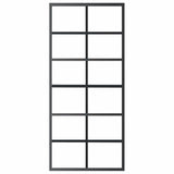 Vidaxl Sliding Door- Esg Glass And Aluminum- Black, 35.4'X80.7' Size, Modern Translucent Design, Silent Soft Stop Mechanism, Easy Assembly, Mounting Accessories Included