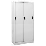 vidaXL Office Cabinet with Sliding Door Light Gray 35.4x15.7x70.9 Steel