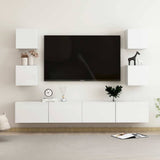 vidaXL 6 Piece TV Cabinet Set High Gloss White Engineered Wood