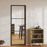 vidaXL Interior Door ESG Glass and Aluminum 29.9x79.3 Black