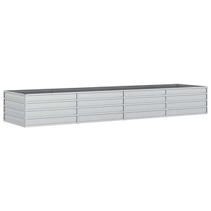 'Vidaxl Rectangular Raised Garden Bed In Silver - Galvanised Steel - Large Size For Outdoor Patio, Balcony, Deck Or Backyard Planting