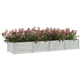 'Vidaxl Rectangular Raised Garden Bed In Silver - Galvanised Steel - Large Size For Outdoor Patio, Balcony, Deck Or Backyard Planting