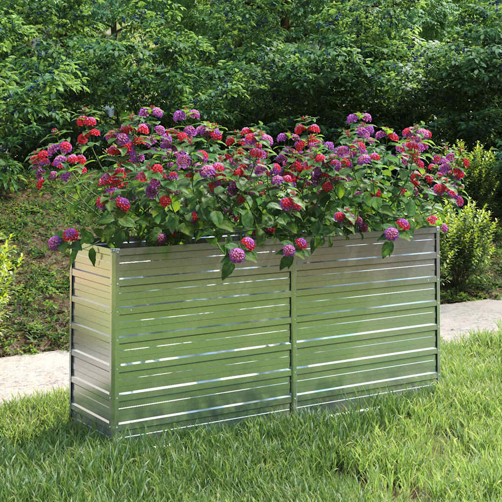 'Vidaxl Raised Garden Bed In Silver - Sturdy Galvanized Steel - Suitable For Outdoor Use, Ideal For Plants & Herbs - 160X40X77 Cm
