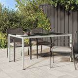 Vidaxl Patio Table 59.1''X35.4''X29.5'' Tempered Glass And Poly Rattan White