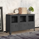 Vidaxl Industrial Sideboard Anthracite 41.3X13.8X24.4 Metal And Glass -Like New