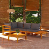 Vidaxl 4 Piece Patio Lounge Set With Dark Gray Cushions Acacia Wood