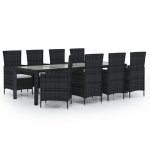 Vidaxl Patio Dining Set - 9 Piece Outdoor Furniture With Cushions, Poly Rattan Construct, Cream White And Brown For Garden, Deck Or Patio