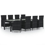 Vidaxl Patio Dining Set - 9 Piece Outdoor Furniture With Cushions, Poly Rattan Construct, Cream White And Brown For Garden, Deck Or Patio