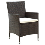 Vidaxl Patio Dining Set - 9 Piece Outdoor Furniture With Cushions, Poly Rattan Construct, Cream White And Brown For Garden, Deck Or Patio