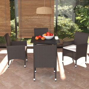Vidaxl 5 Piece Patio Dining Set With Cushions Poly Rattan Brown