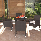 Vidaxl 5 Piece Patio Dining Set With Cushions Poly Rattan Brown