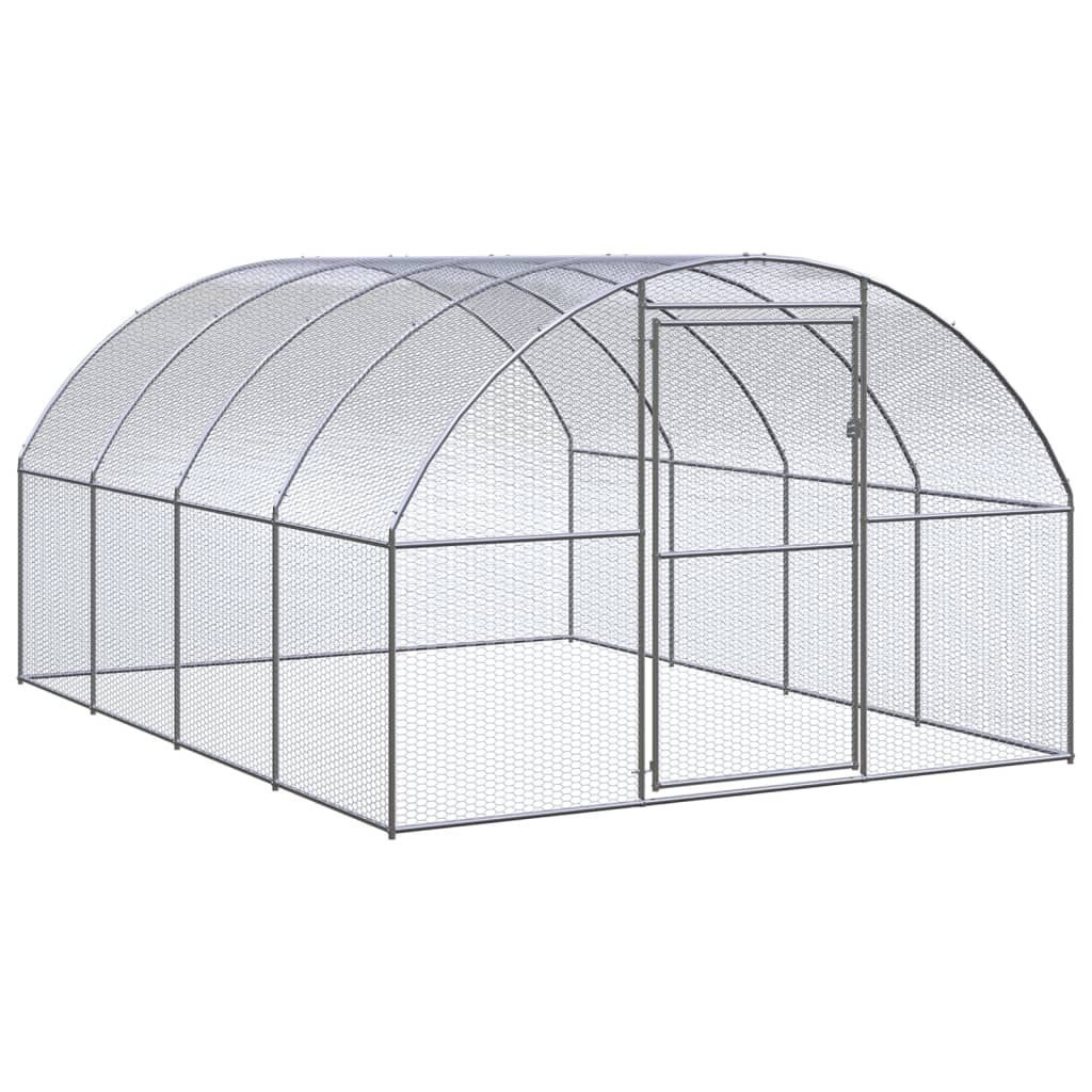 Vidaxl Outdoor Chicken Coop 9.8'X13.1'X6.6' - Galvanized Steel Chicken Cage - Large Coop For Hens, Ducks, And Other Small Animals - Easy-To-Clean Outdoor Enclosure With Wire Mesh Design
