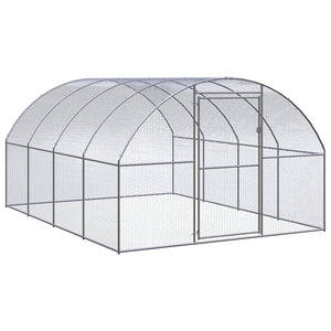 Vidaxl Outdoor Chicken Coop 9.8'X13.1'X6.6' - Galvanized Steel Chicken Cage - Large Coop For Hens, Ducks, And Other Small Animals - Easy-To-Clean Outdoor Enclosure With Wire Mesh Design