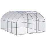 Vidaxl Outdoor Chicken Coop 9.8'X13.1'X6.6' - Galvanized Steel Chicken Cage - Large Coop For Hens, Ducks, And Other Small Animals - Easy-To-Clean Outdoor Enclosure With Wire Mesh Design
