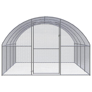 Vidaxl Outdoor Chicken Coop 9.8'X13.1'X6.6' - Galvanized Steel Chicken Cage - Large Coop For Hens, Ducks, And Other Small Animals - Easy-To-Clean Outdoor Enclosure With Wire Mesh Design