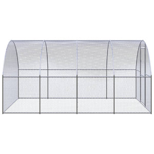 Vidaxl Outdoor Chicken Coop 9.8'X13.1'X6.6' - Galvanized Steel Chicken Cage - Large Coop For Hens, Ducks, And Other Small Animals - Easy-To-Clean Outdoor Enclosure With Wire Mesh Design