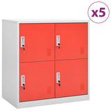 vidaXL Locker Cabinets 5 pcs Light Gray and Red 35.4x17.7x36.4 Steel