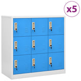 vidaXL Locker Cabinets 5 pcs Light Gray and Blue 35.4x17.7x36.4 Steel