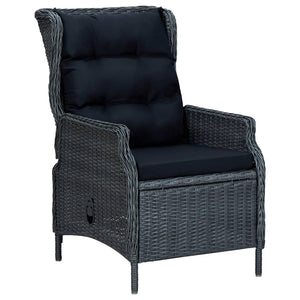 Vidaxl 9 Piece Dark Gray Patio Dining Set With Reclining Chairs And Glass Tabletop - Outdoor Furniture For Garden And Patio