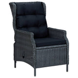 Vidaxl 9 Piece Dark Gray Patio Dining Set With Reclining Chairs And Glass Tabletop - Outdoor Furniture For Garden And Patio