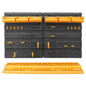 'Vidaxl 26 Tool Wall With 1 Rack And 19 Hooks In Black And Yellow - Sturdy Polypropylene Garage Organizer For Hand Tools And Accessories