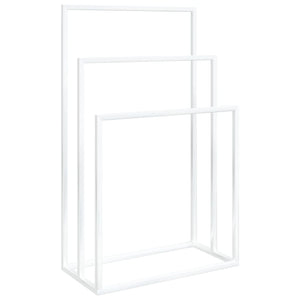 'Vidaxl White Freestanding Towel Rack - Iron Material, 3-Tier Bathroom Storage Organizer, Space-Savvy, Industrial And Modern Style