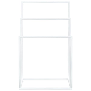 'Vidaxl White Freestanding Towel Rack - Iron Material, 3-Tier Bathroom Storage Organizer, Space-Savvy, Industrial And Modern Style